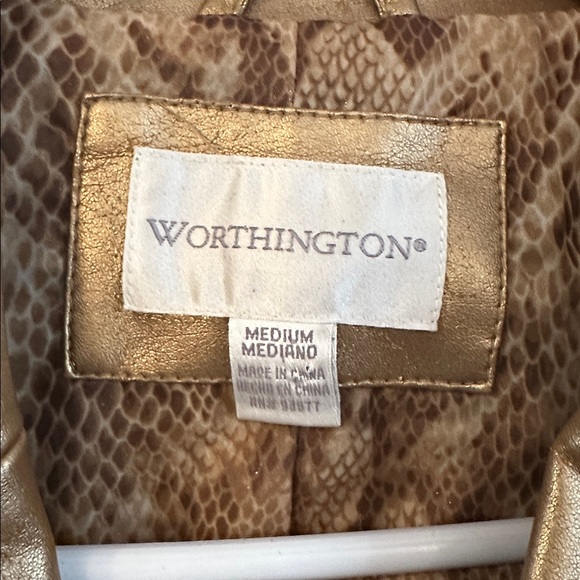 Vintage NWT Women's Worthington Gold Polyester Faux Leather Jacket Size Medium - Picture 5 of 9